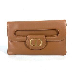 CHRISTIAN DIOR Brown Leather Shoulder Bag
